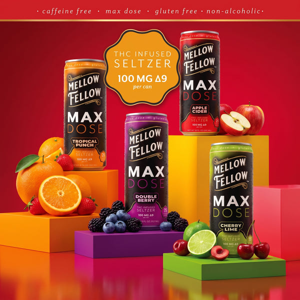 Mellow Fellow Sips Max Dose Seltzer 100mg D9 (4pack)