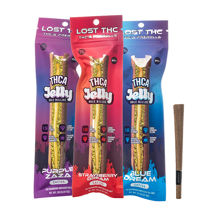 Lost THC Jelly Hole Rillos THCA Diamond Infused Hash Hole Blunts 2G x 1 (10pk)