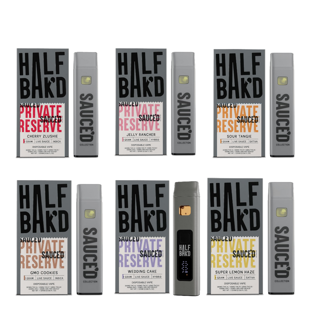 Half Bak'D Sauced Private Reserve 1g THCA Live Resin Disposable (5pack)
