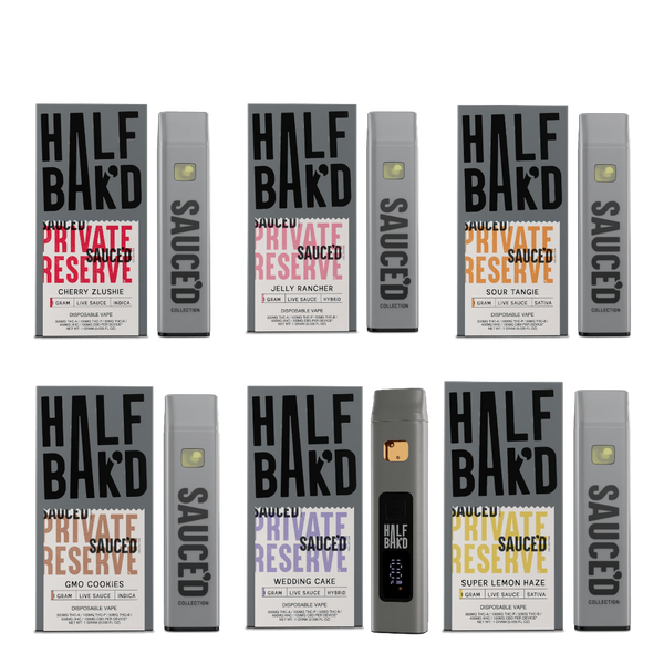 Half Bak'D Sauced Private Reserve 1g THCA Live Resin Disposable (5pack)