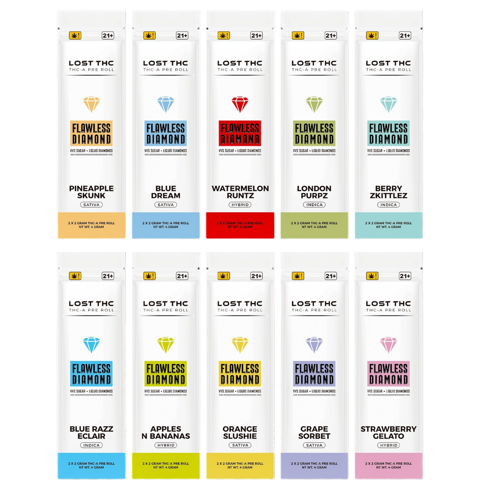 Lost THC Flawless Diamond Preroll 2x2g (10pack)(GS)